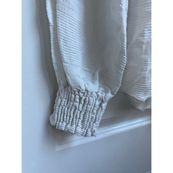 Reformation Womens White Smocked Turtle Neck‎ Long Sleeve Blouse - Picture 5 of 10